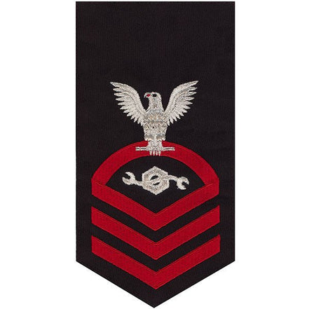 Navy E7 MALE Rating Badge: Construction Mechanic - seaworthy red on blue - Hooyah Woodworks LLC