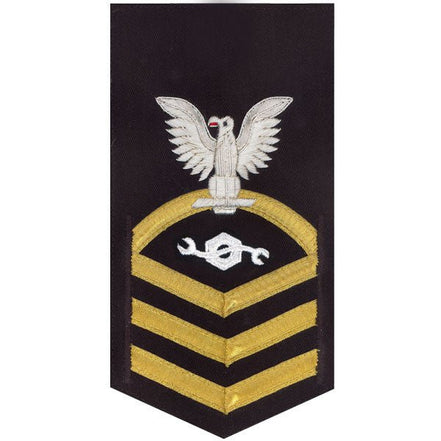 Navy E7 MALE Rating Badge: Construction Mechanic - vanchief on blue - Hooyah Woodworks LLC