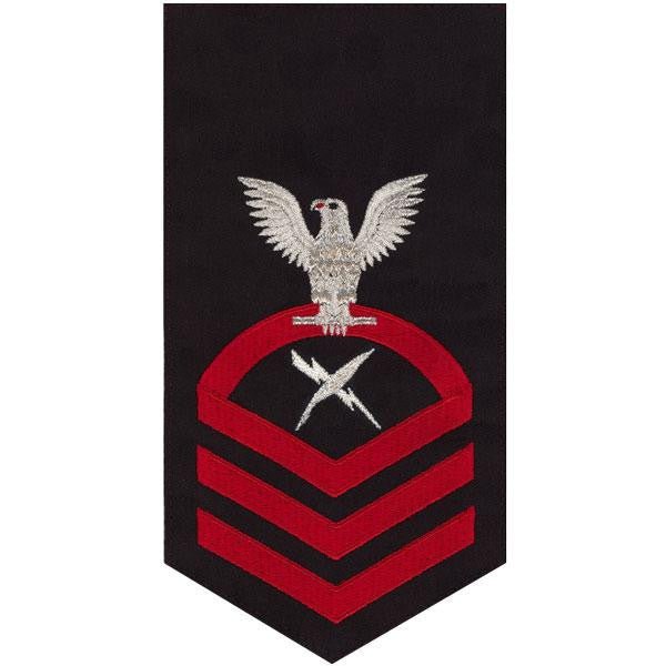 Navy E7 MALE Rating Badge: Cryptologic Technician - seaworthy red on blue - Hooyah Woodworks LLC