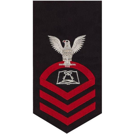Navy E7 MALE Rating Badge: Culinary Specialist - seaworthy red on blue - Hooyah Woodworks LLC