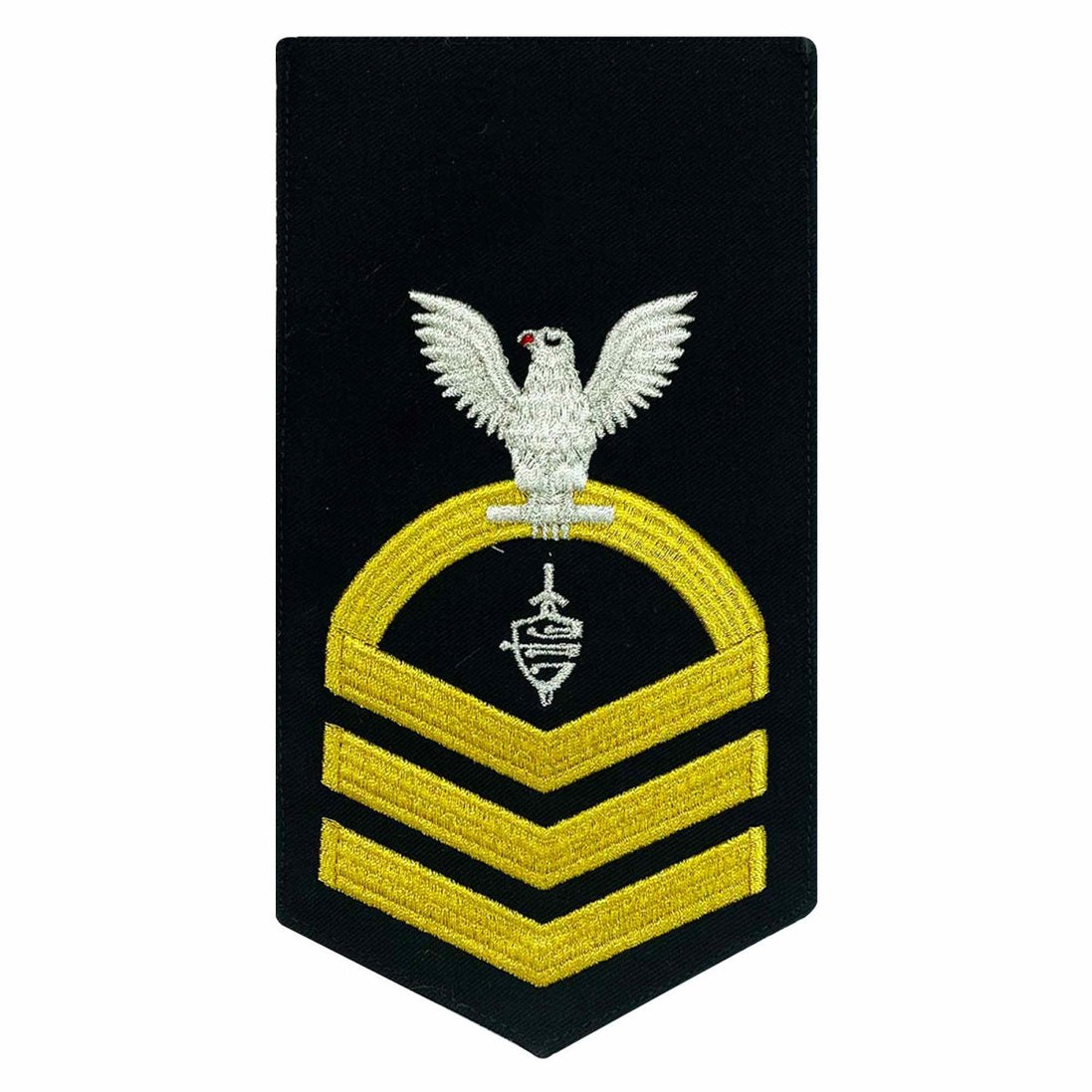 Navy E7 MALE Rating Badge: CWT Cyber Warfare Technician - seaworthy gold on blue - Hooyah Woodworks LLC