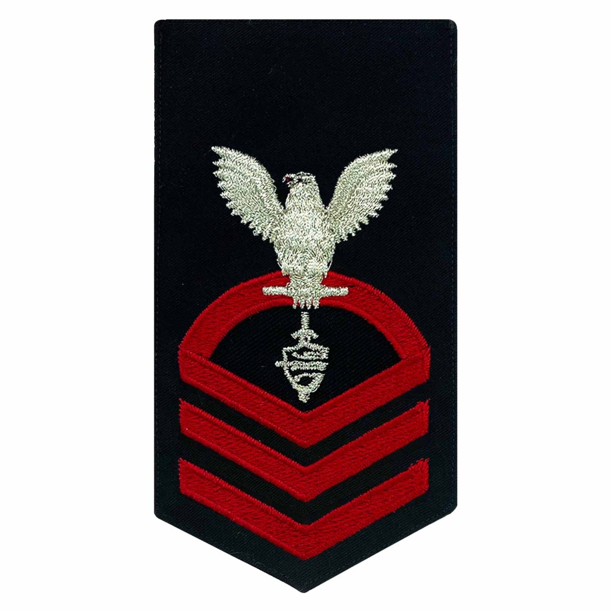 Navy E7 MALE Rating Badge: CWT Cyber Warfare Technician- seaworthy red on blue - Hooyah Woodworks LLC