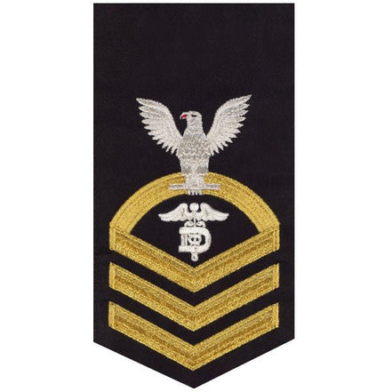 Navy E7 MALE Rating Badge: Dental Technician - seaworthy gold on blue - Hooyah Woodworks LLC