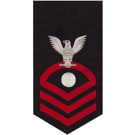 Navy E7 MALE Rating Badge: Electrician's Mate - seaworthy red on blue - Hooyah Woodworks LLC