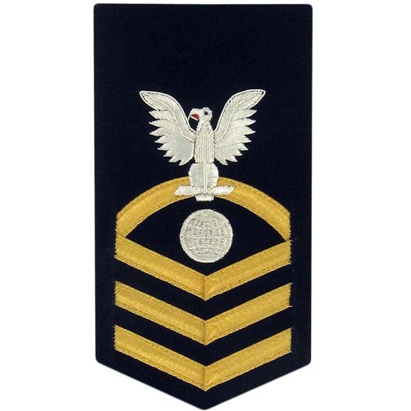 Navy E7 MALE Rating Badge: Electrician's Mate - vanchief on blue - Hooyah Woodworks LLC