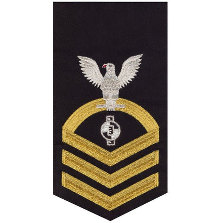 Navy E7 MALE Rating Badge: Engineering Aide - seaworthy gold on blue - Hooyah Woodworks LLC