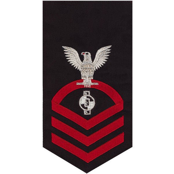 Navy E7 MALE Rating Badge: Engineering Aide - seaworthy red on blue - Hooyah Woodworks LLC