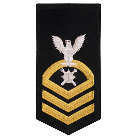 Navy E7 MALE Rating Badge: Explosive Ordnance Disposal - seaworthy gold on blue - Hooyah Woodworks LLC