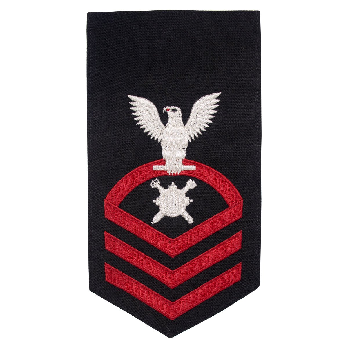 Navy E7 MALE Rating Badge: Explosive Ordnance Disposal - seaworthy red on blue - Hooyah Woodworks LLC