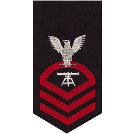 Navy E7 MALE Rating Badge: Fire Control Technician - seaworthy red on blue - Hooyah Woodworks LLC
