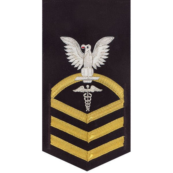 Navy E7 MALE Rating Badge: Hospital Corpsman - vanchief on blue - Hooyah Woodworks LLC