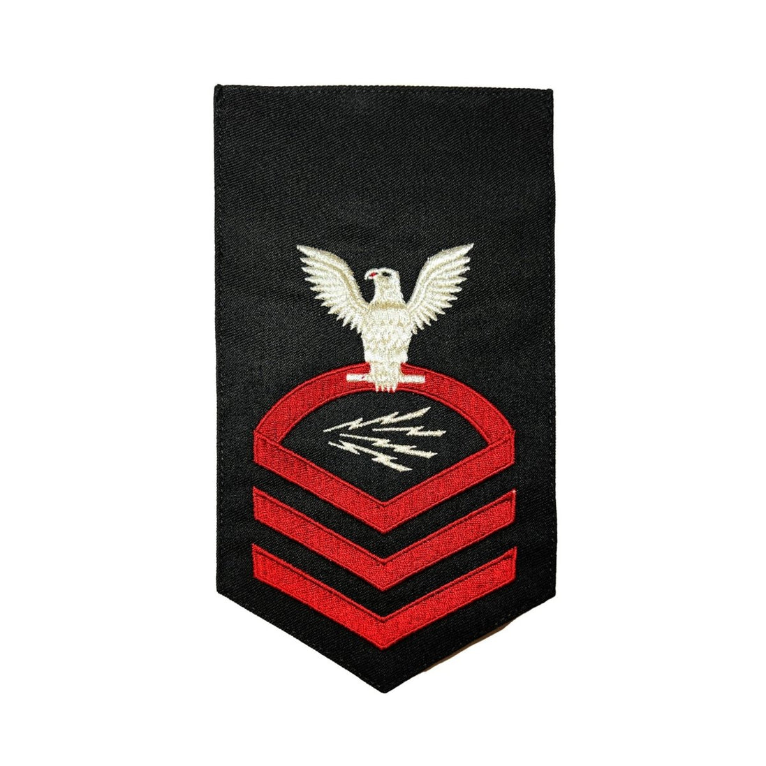 Navy E7 MALE Rating Badge: Information Technician Specialist - seaworthy red on blue - Hooyah Woodworks LLC