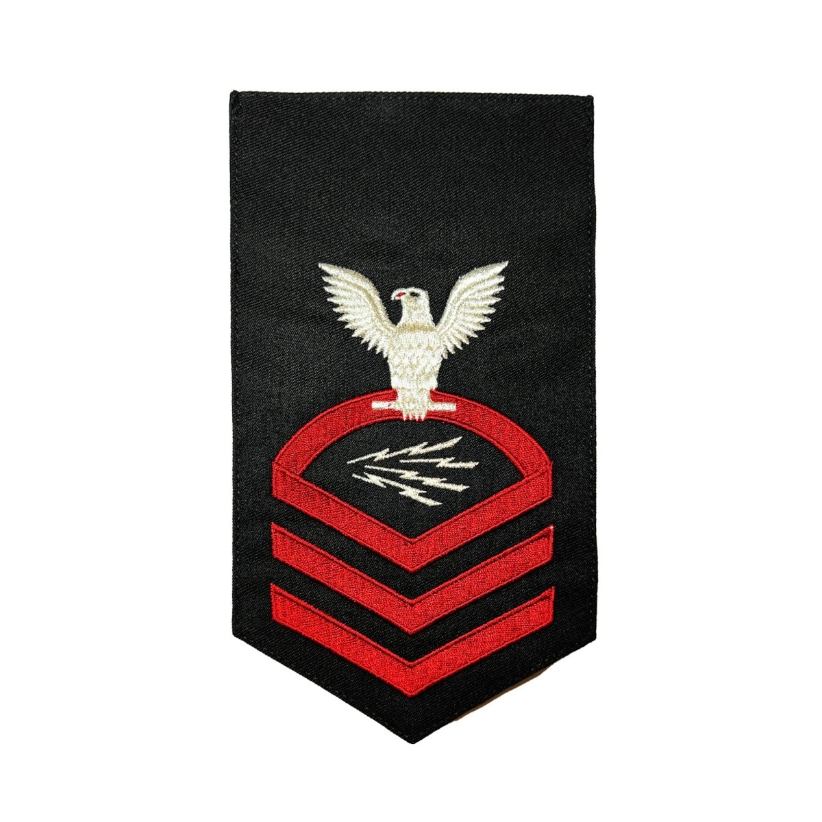 Navy E7 MALE Rating Badge: Information Technician Specialist - seaworthy red on blue - Hooyah Woodworks LLC