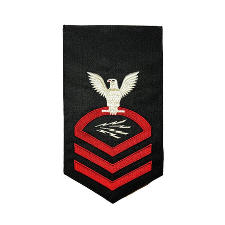 Navy E7 MALE Rating Badge: Information Technician Specialist - seaworthy red on blue - Hooyah Woodworks LLC