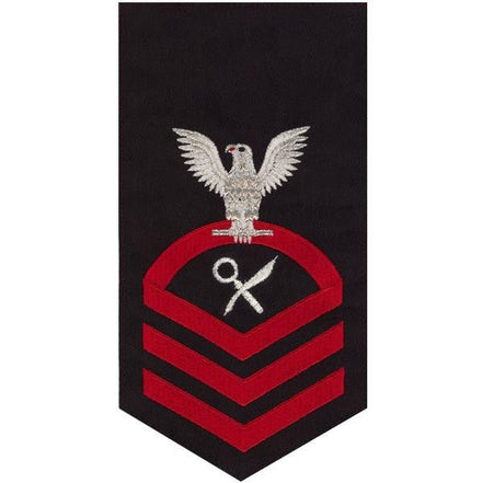 Navy E7 MALE Rating Badge: Intelligence Specialist - seaworthy red on blue - Hooyah Woodworks LLC