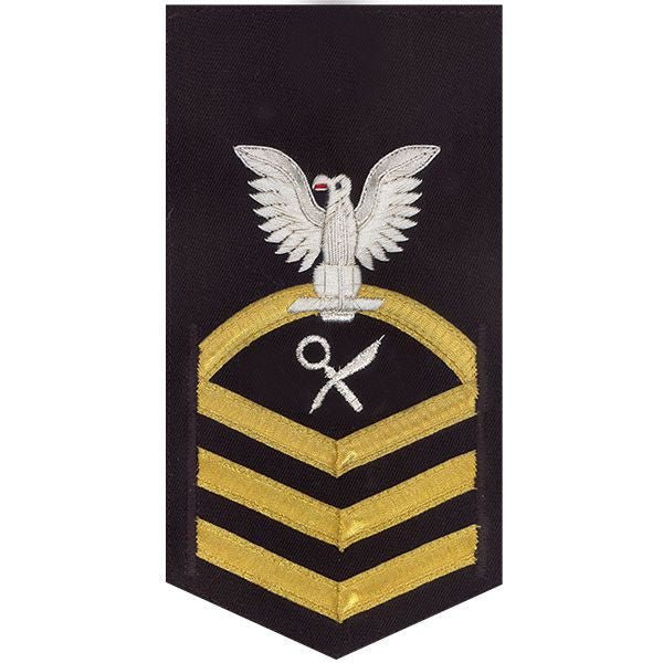 Navy E7 MALE Rating Badge: Intelligence Specialist - vanchief on blue - Hooyah Woodworks LLC