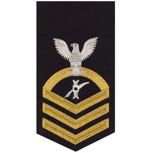 Navy E7 MALE Rating Badge: Legalman - seaworthy gold on blue - Hooyah Woodworks LLC