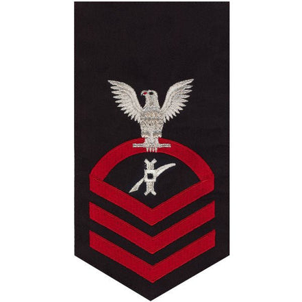 Navy E7 MALE Rating Badge: Legalman - seaworthy red on blue - Hooyah Woodworks LLC