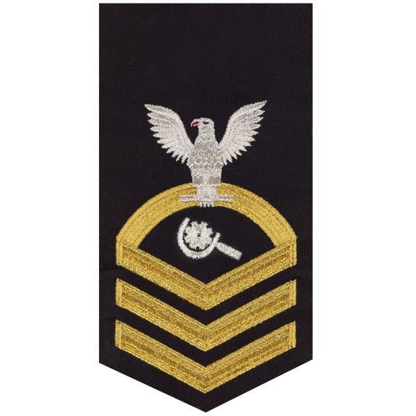 Navy E7 MALE Rating Badge: Machinery Repairman - seaworthy gold on blue - Hooyah Woodworks LLC