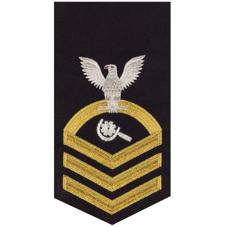 Navy E7 MALE Rating Badge: Machinery Repairman - seaworthy gold on blue - Hooyah Woodworks LLC