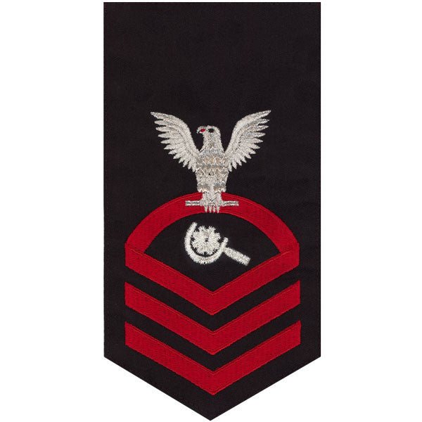 Navy E7 MALE Rating Badge: Machinery Repairman - seaworthy red on blue - Hooyah Woodworks LLC