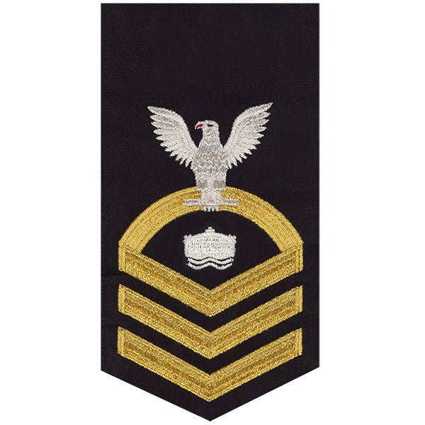 Navy E7 MALE Rating Badge: Mineman - seaworthy gold on blue - Hooyah Woodworks LLC