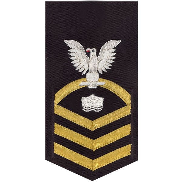 Navy E7 MALE Rating Badge: Mineman - vanchief on blue - Hooyah Woodworks LLC