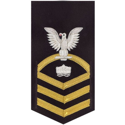 Navy E7 MALE Rating Badge: Mineman - vanchief on blue - Hooyah Woodworks LLC