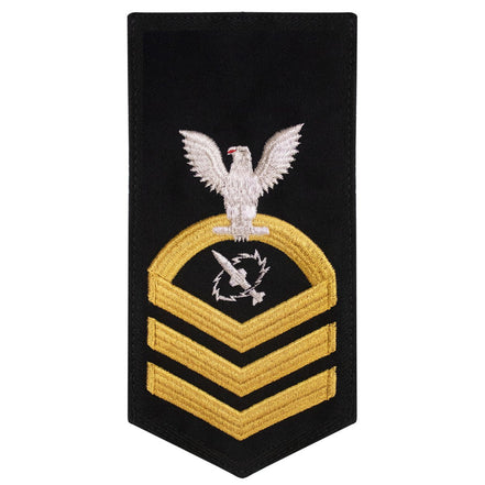 Navy E7 MALE Rating Badge: Missile Technician- seaworthy gold on blue - Hooyah Woodworks LLC