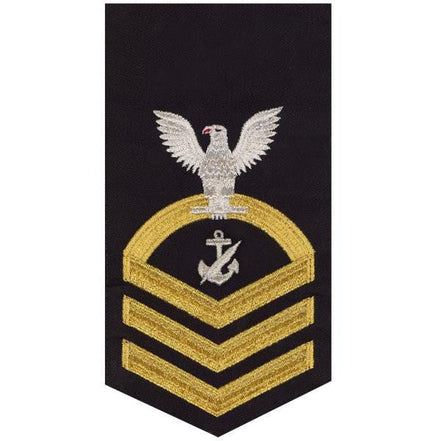Navy E7 MALE Rating Badge: Navy Counselor - seaworthy gold on blue - Hooyah Woodworks LLC
