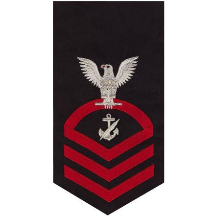 Navy E7 MALE Rating Badge: Navy Counselor - seaworthy red on blue - Hooyah Woodworks LLC