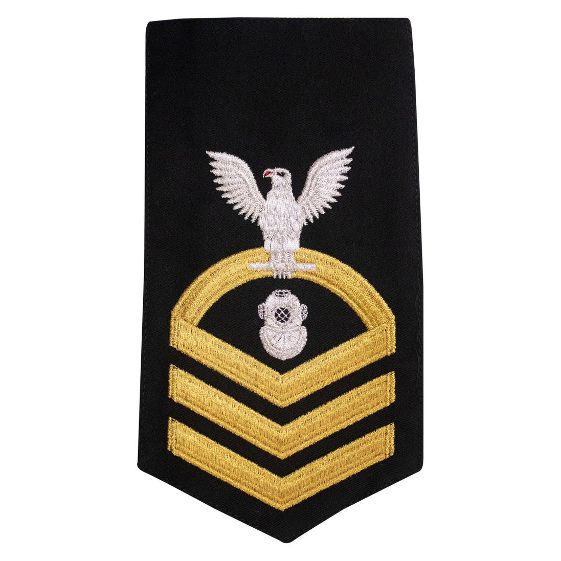 Navy E7 MALE Rating Badge: Navy Diver - seaworthy gold on blue - Hooyah Woodworks LLC