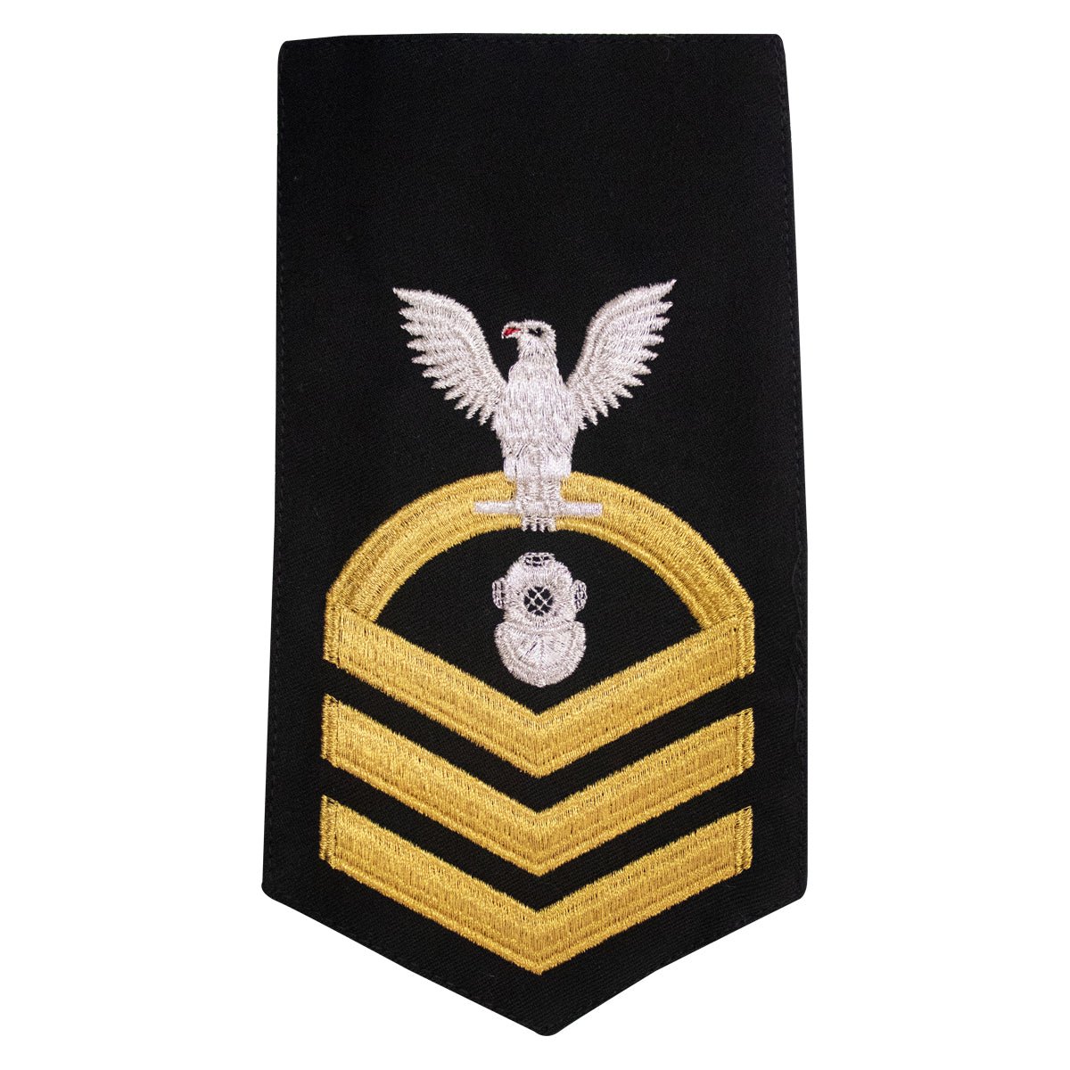 Navy E7 MALE Rating Badge: Navy Diver - seaworthy gold on blue - Hooyah Woodworks LLC