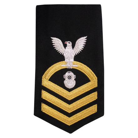 Navy E7 MALE Rating Badge: Navy Diver - seaworthy gold on blue - Hooyah Woodworks LLC