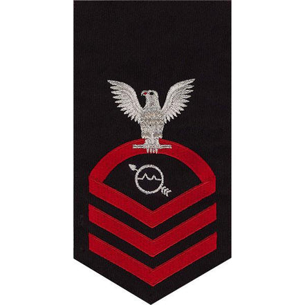 Navy E7 MALE Rating Badge: Operations Specialist - seaworthy red on blue - Hooyah Woodworks LLC