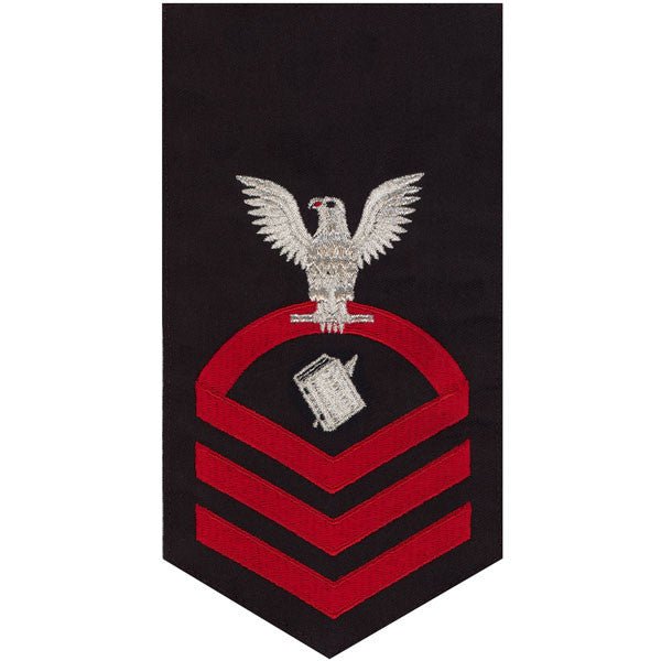 Navy E7 MALE Rating Badge: Personnelman - seaworthy red on blue - Hooyah Woodworks LLC