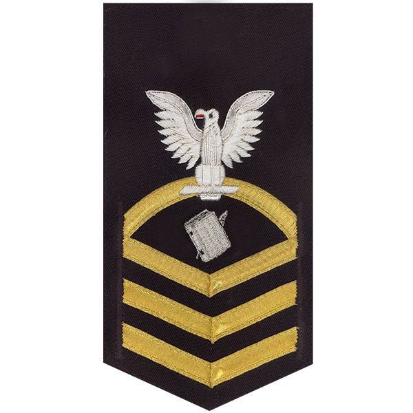 Navy E7 MALE Rating Badge: Personnelman - vanchief on blue - Hooyah Woodworks LLC