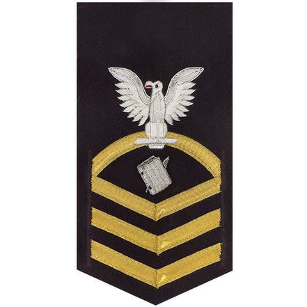 Navy E7 MALE Rating Badge: Personnelman - vanchief on blue - Hooyah Woodworks LLC