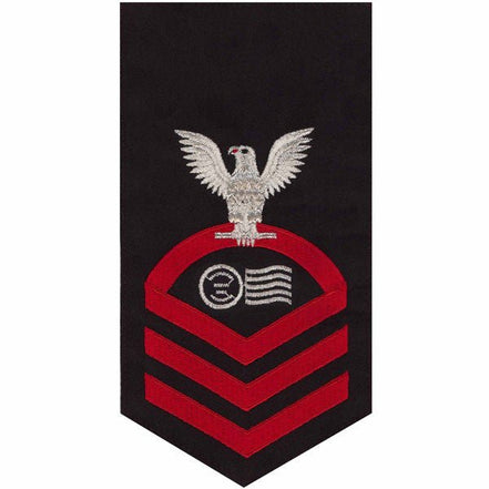 Navy E7 MALE Rating Badge: Postal Clerk - seaworthy red on blue - Hooyah Woodworks LLC