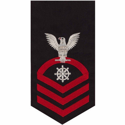 Navy E7 MALE Rating Badge: Quartermaster - seaworthy red on blue - Hooyah Woodworks LLC