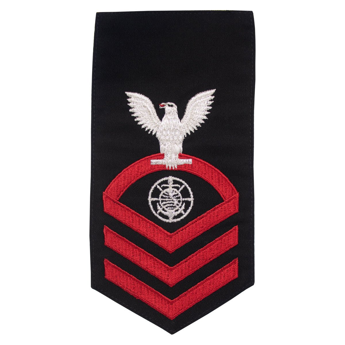 Navy E7 MALE Rating Badge: Religious Programs- seaworthy red on blue - Hooyah Woodworks LLC