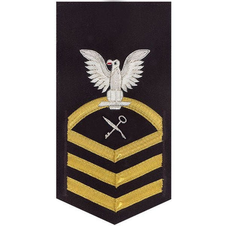 Navy E7 MALE Rating Badge: Retail Services Specialist - vanchief on blue - Hooyah Woodworks LLC