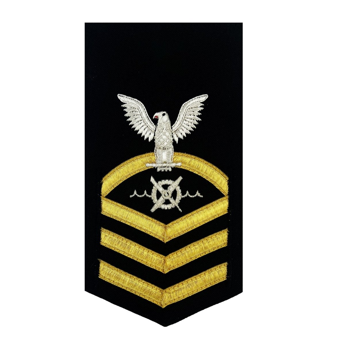 Navy E7 MALE Rating Badge: Robotics Warfare Specialist - vanchief on blue - Hooyah Woodworks LLC