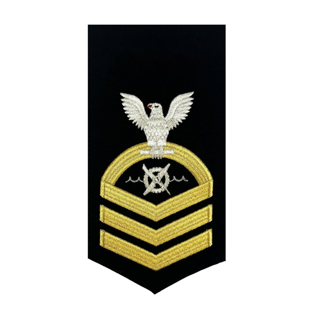 Navy E7 MALE Rating Badge: RW Robotics Warfare Specialist - seaworthy gold on blue - Hooyah Woodworks LLC