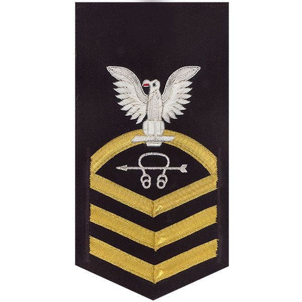 Navy E7 MALE Rating Badge: Sonar Technician - vanchief on blue - Hooyah Woodworks LLC