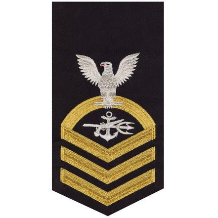 Navy E7 MALE Rating Badge: Special Warfare Operator - seaworthy gold on blue - Hooyah Woodworks LLC