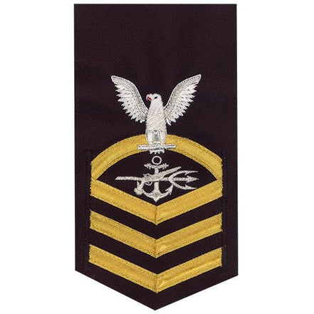 Navy E7 MALE Rating Badge: Special Warfare Operator - vanchief on blue - Hooyah Woodworks LLC