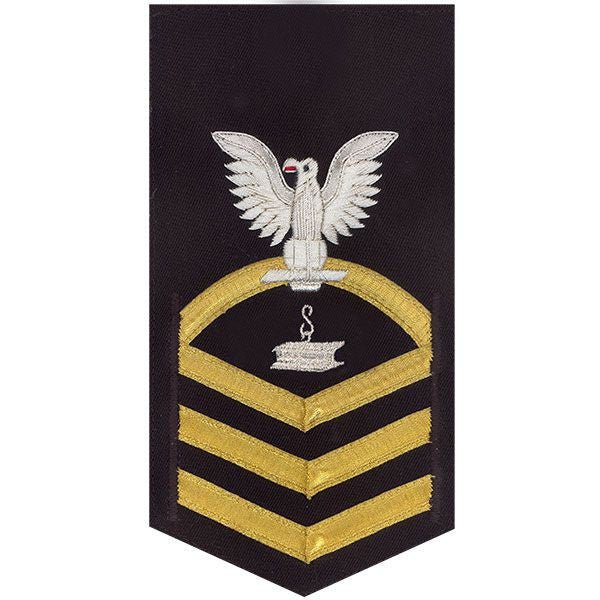 Navy E7 MALE Rating Badge: Steelworker - vanchief on blue - Hooyah Woodworks LLC