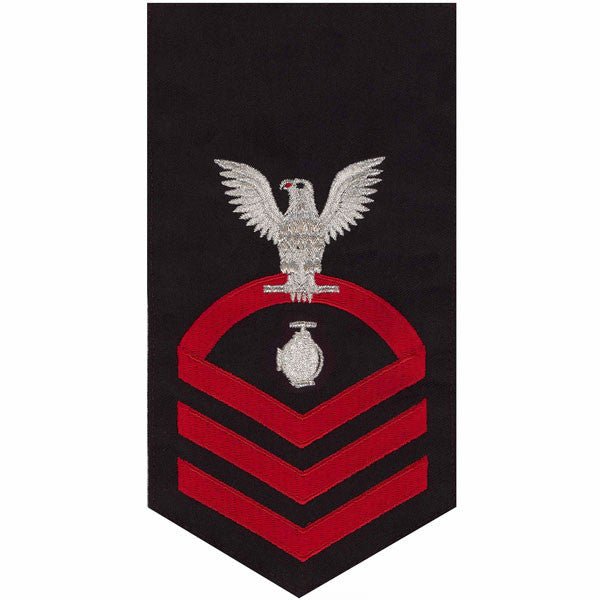 Navy E7 MALE Rating Badge: Utilitiesman - seaworthy red on blue - Hooyah Woodworks LLC
