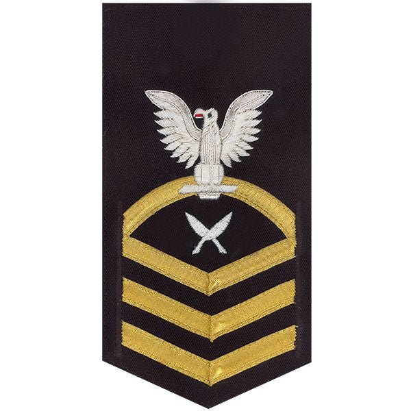 Navy E7 MALE Rating Badge: Yeoman - vanchief on blue - Hooyah Woodworks LLC